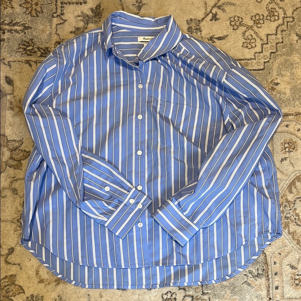 Madewell Drapey Oversized Boyshirt in Stripe size XL